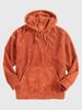 Men's Sweatshirt Thickened Corduroy Long Sleeve Solid Color Kangaroo Pocket Shoulder Hoodie
