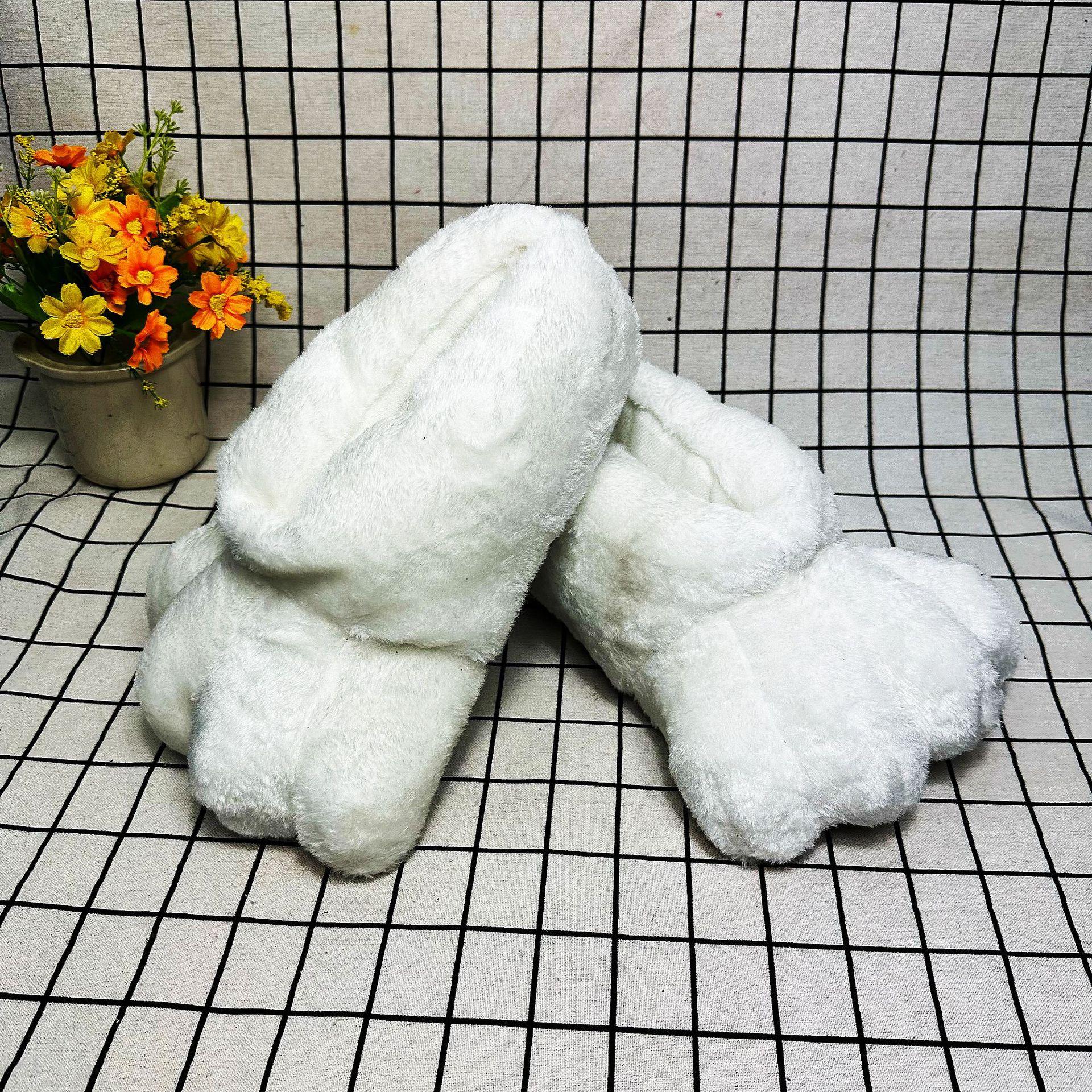 

Креативные серые тапочки из меха кролика, милые домашние туфли-кролики, меховые туфли без застежек, женские туфли на большую ногу, массивные туфли большого размера 36