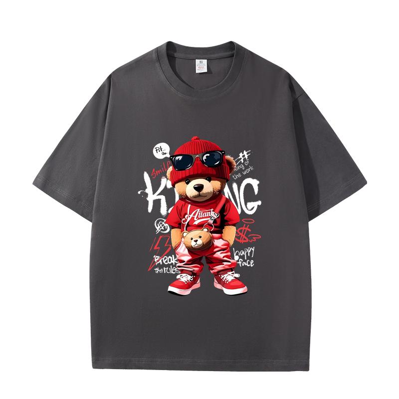 D06-52 MINISO 2026 Summer High-quality Printed Pure Cotton Shoulder Style Men's and Women's Round Neck Short Sleeved Couple T-shirt