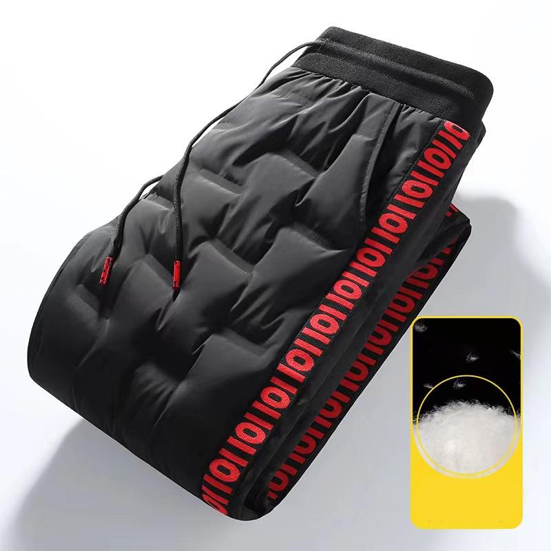 Down Padded Men's Pants Drawstring Warm Padded Sweatpants Loose Jogging Pants Thickened Warm Cotton Pants Thermal Down Trousers