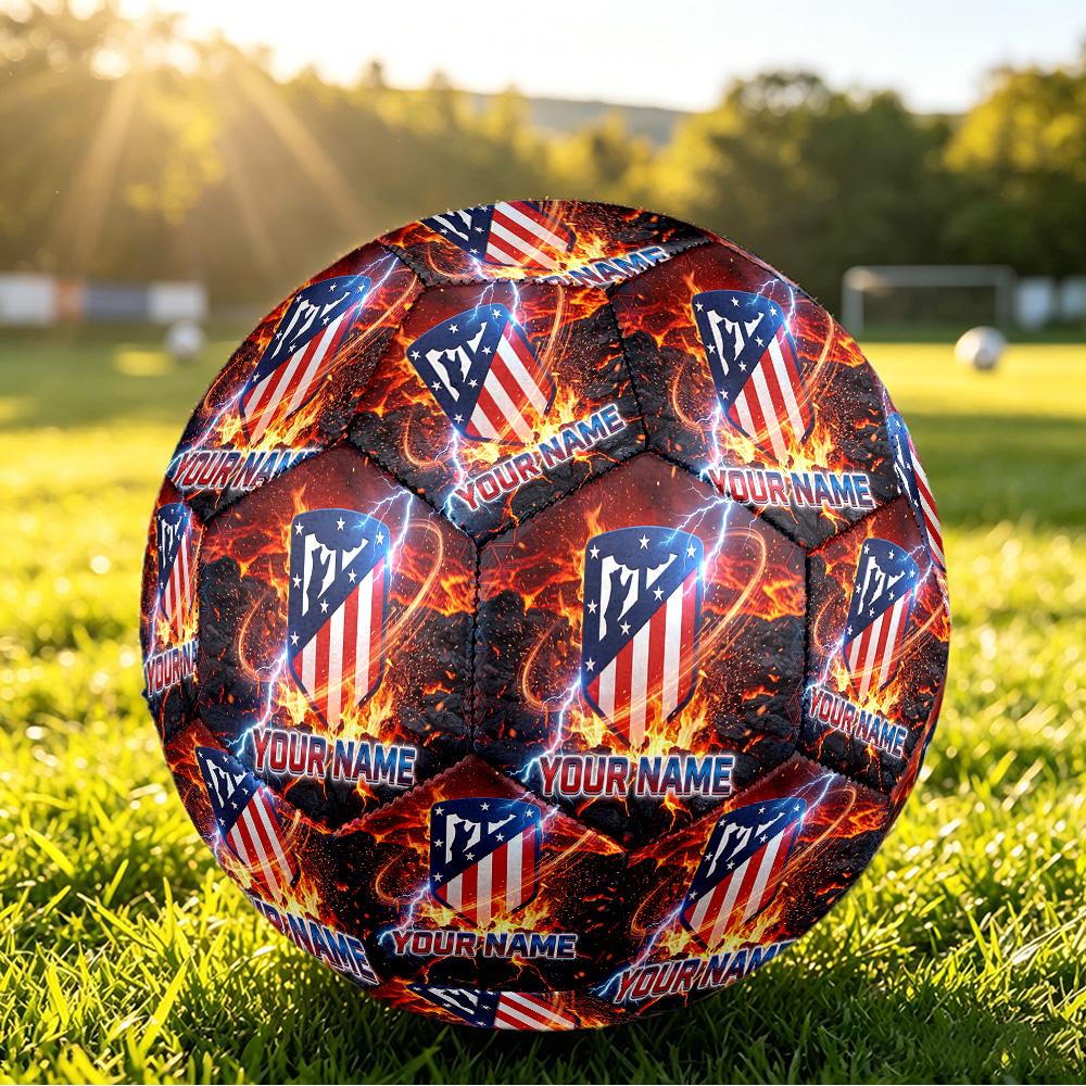 Personalized Size 5 Football Atletico Madrid Pattern Outdoor Game Sports Ball Gift