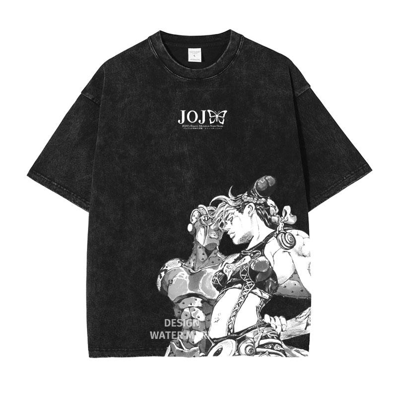 JoJo's Bizarre Adventure Manga T-shirt Anime Graphic Print T Shirt Men Women Clothing Short Sleeve Tees Washed Oversized Tshirt