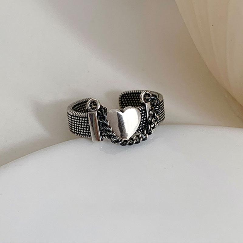 

Sterling Elegant 925 Silver Geometric Open Heart Ring For Women Fashionable And Design Unique J2384