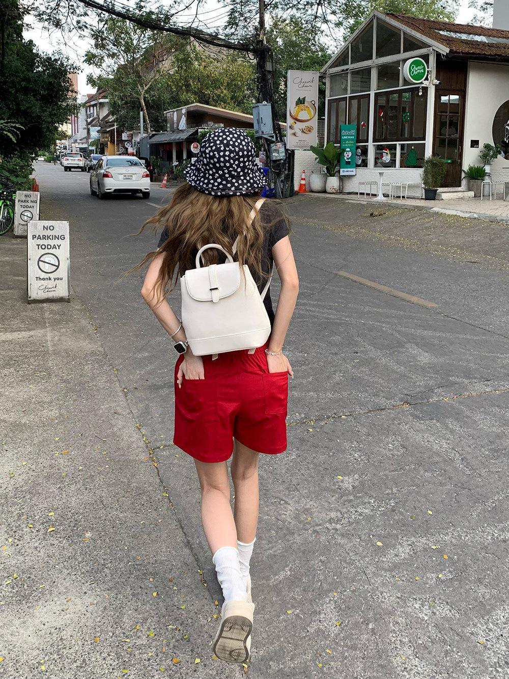 Jia Summer 2025 Women s Dopamine Sports Casual Wide-Leg Mid-Length Shorts Small красный