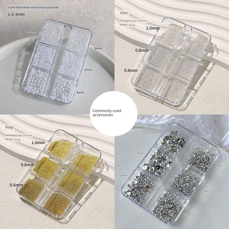 Nail Art Pearl Accessories, Off-White Flat-Bottomed Half-Round Pearls, Mini Steel Beads, Versatile Nail Rhinestones, 3D Nail Decorations