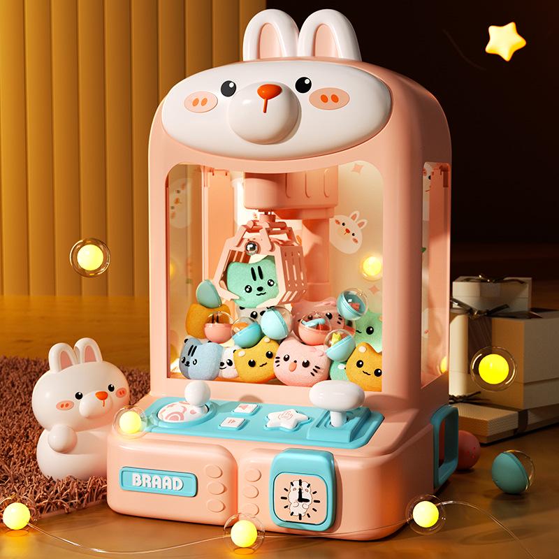 Mini Claw Machine Toy with Lights and Sound - Cute Rabbit & Bear Design, Educational Birthday Gift
