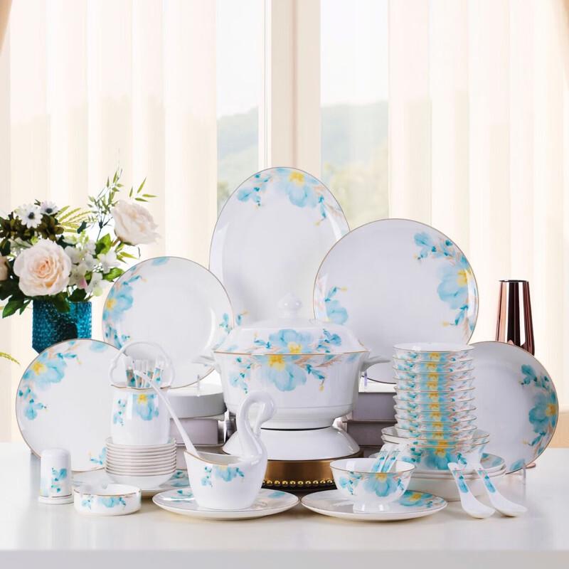 Wutuo Green Leaf Bone China Dinnerware Set