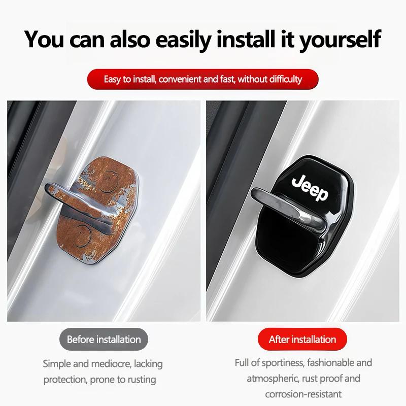 Für Jeep 4 STK Metall Auto Türschloss Abdeckung Schutz Aufkleber Für Jeep Wrangler JL JK Renegade Grand Compass Gladiator Cherokee