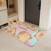 Anime C-capybara Floor Mat Flannel Door Mat Non-Slip Absorbent Washable Indoor Home Rug