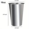 16oz Stainless Steel Metal Beer Cup Wine Cups Kitchen Accessories for Portable Drinkware Set