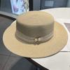Classic Straw Hat With Pearl Lace Band For Sun Protection And Beach Vacation