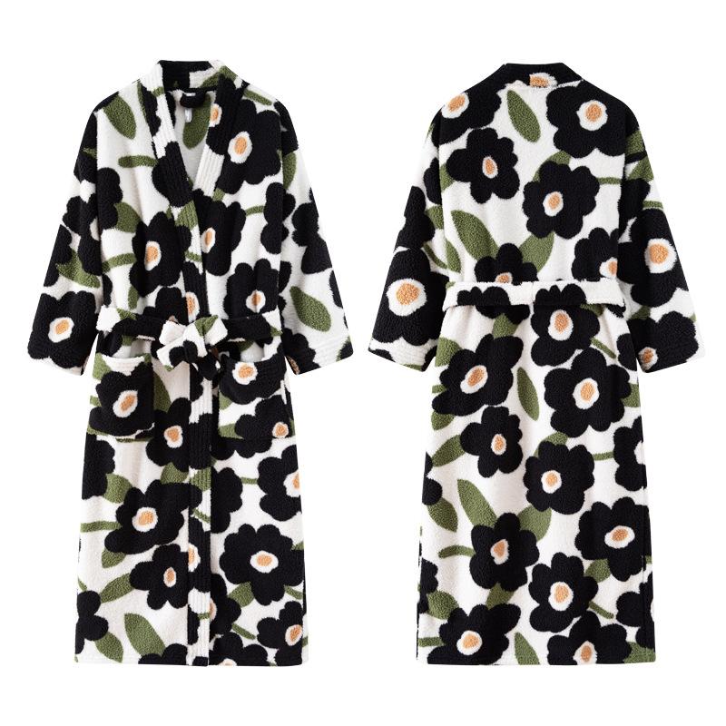 Winter Styles, Coral Fleece, Thickened, Men's and Women's Nightgowns, Extended Bathrobes, Couple's Pajamas, Anti-static, Winter Warm Pajamas