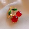 French Delicate Glass Oil Drop Cherry Pearl Brooch Light Luxury Pin Clothing Accessories