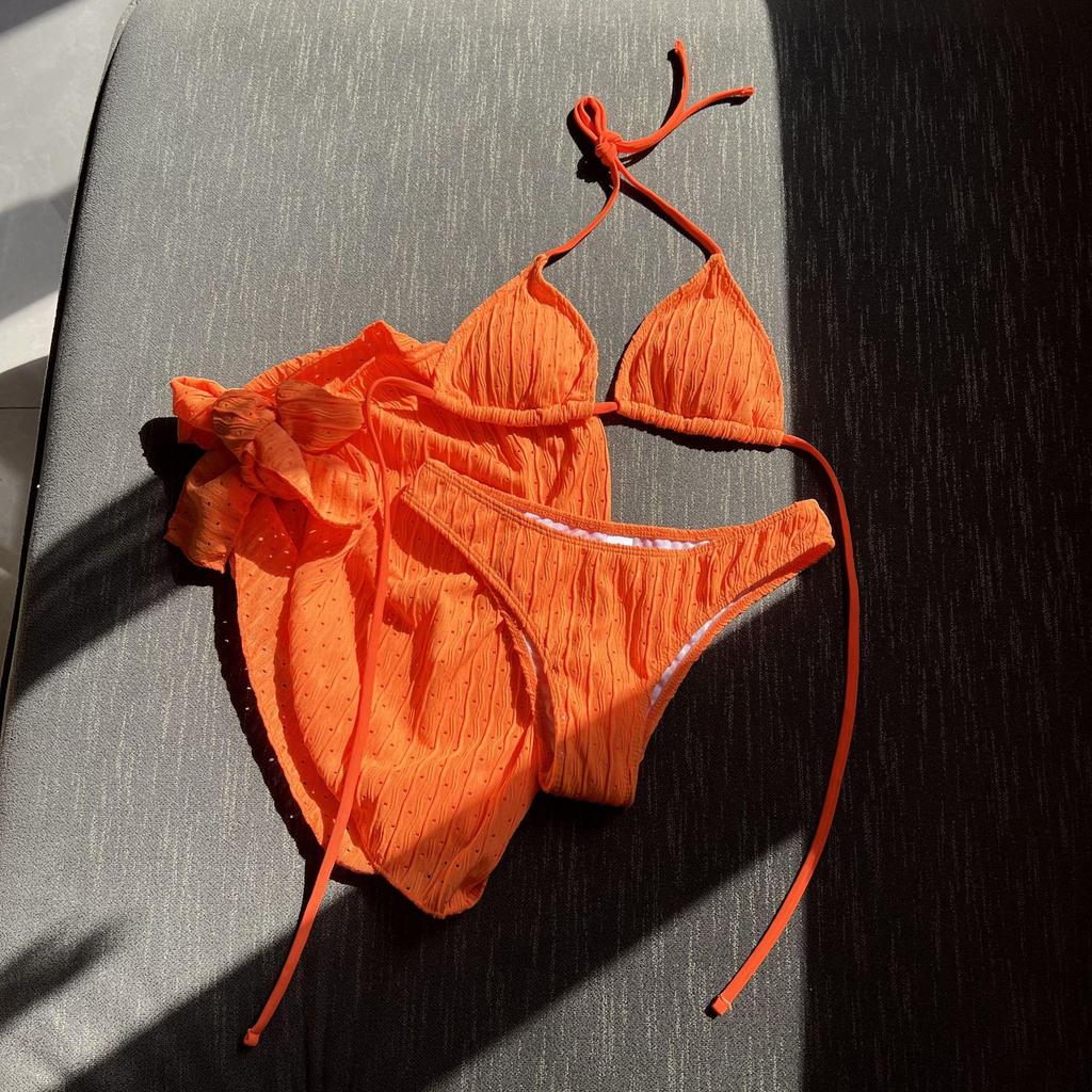 2025 European & American Backless Three-Piece Tie-Up Swimsuit