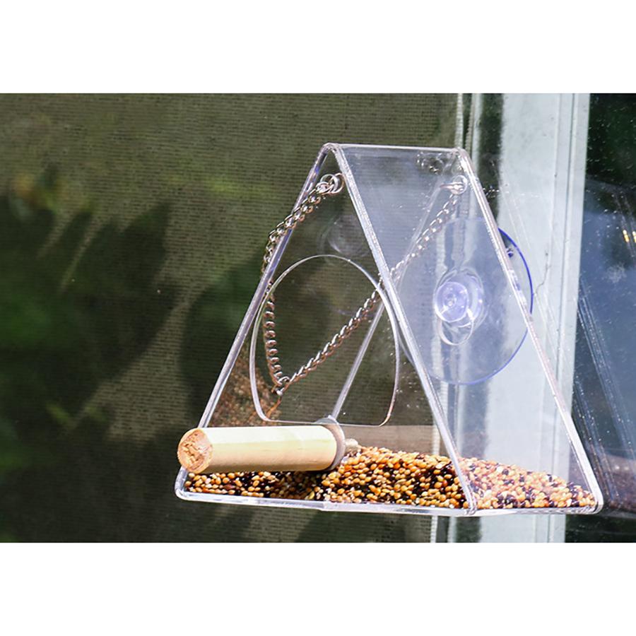 Outdoor Bird Feeder for Balconies, Houses, Trees, Portable Acrylic Transparent Wild Bird Feeder with Suction Cup