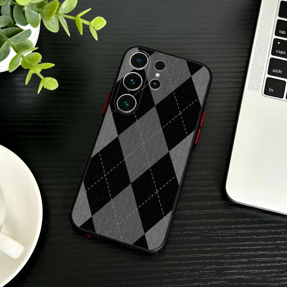 Burgundy White Stripe  Phone Case For Samsung S26,S25,S24,S23,S22,S30,S21,Ultra,Plus,FE 5G Black Soft Cover