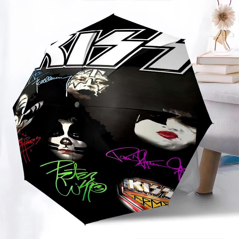 1pc KISS Band Members Automatic Open Close Umbrella Windproof Canopy, Automatic Open Close Button10184