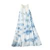 Yunnan Tie-dye Halter Neck V-neck 3D Flower Summer Dress with Wide Hem Skirt for Women