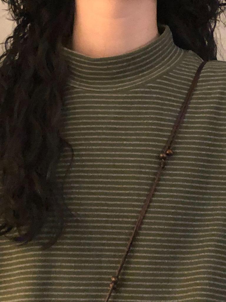Women's Striped Fleece Half-High Collar Shirt, Long-Sleeve Casual T-Shirt for Autumn/Winter, Versatile for Layering.