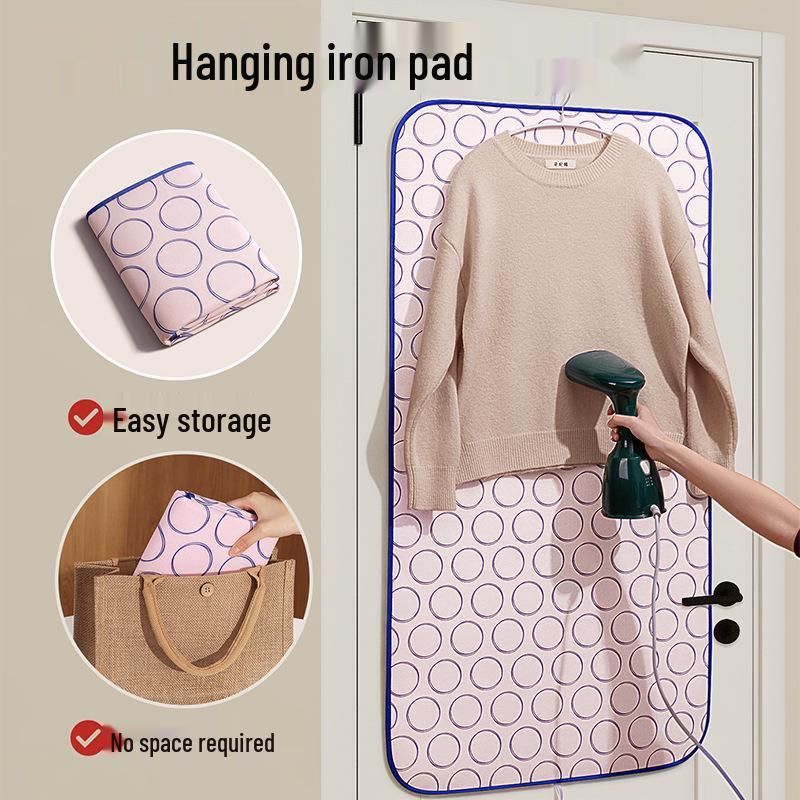 Foldable Portable Ironing Board with Heat-Resistant Pad and Anti-Scald Gloves