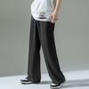 Men's Summer Ice Silk Wide-Leg Pants - Loose, Straight, Floor-Length Suit Pants 