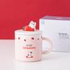 Lovely strawberry Cup Ins Coffee Mug Creative Water Milk Breakfast Cups Cartoon Cat Ceramic Mugs With Lid Spoon Gift