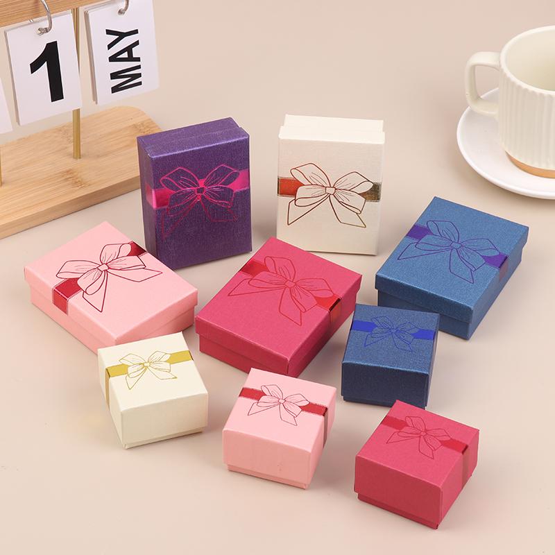 5Pcs Bow Jewelry Box Ring Earrings Bracelets Necklace Organizer Paper Jewelry Gift Packaging Box Wedding Proposal Supplies
