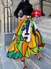 Printed Design Four Seasons Casual Style Abstract Face Print Design Pattern Half Skirt