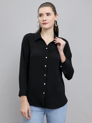 Women Regular Fit Black Top