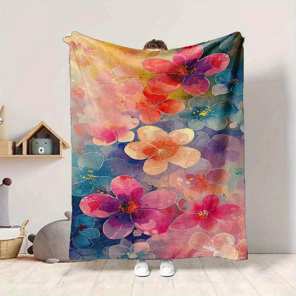 1 Stück Florale Fantasie Leichte Flanelldecke, Bequeme und Warme Decke, für Büro und Camping Schlafsofa, Wohnzimmer112