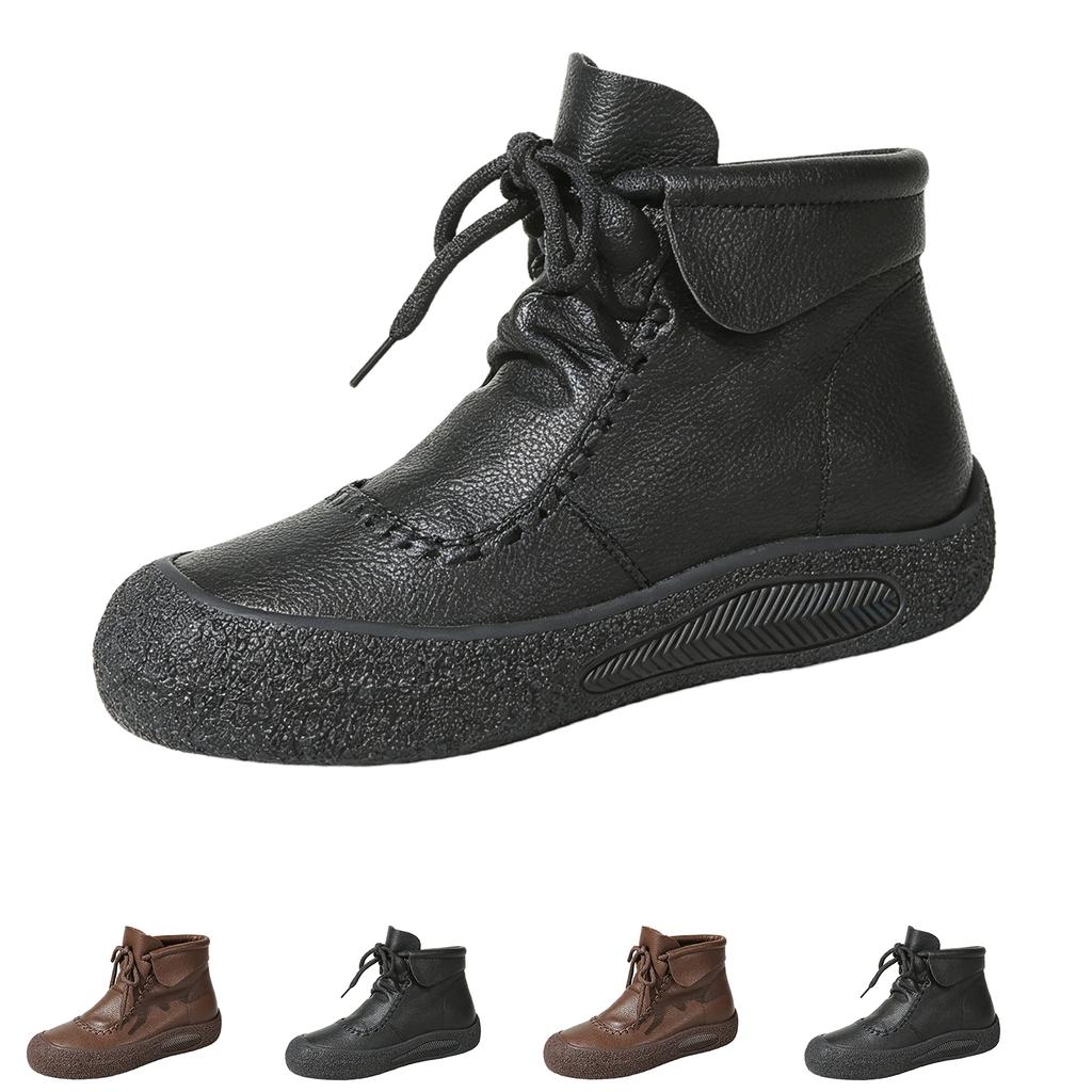 Women's Retro Boots with Thick, Lace-Up Closure and Comfortable Fit for Fall and Winter