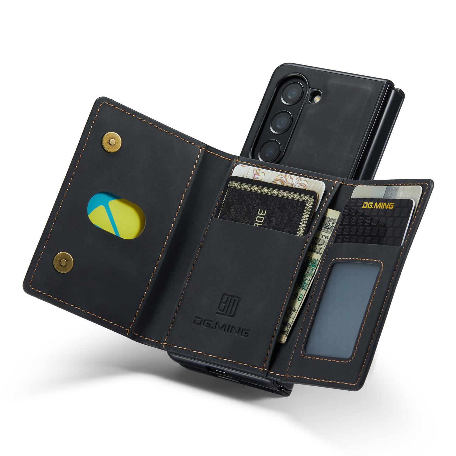 

DG.MING M2 Series Kickstand Wallet Case for Samsung Galaxy Z Fold5 5G,PU Leather+PC Detachable Magnetic Phone Cover Black
