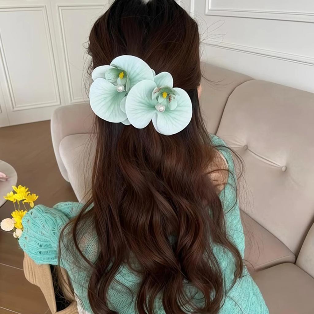 1PC Korean Pearl Big Flower Hair Clip Cute Butterfly Orchid Flower Hairpin Duckbill Clip Seaside Girl Hair Clip Hair Accessories