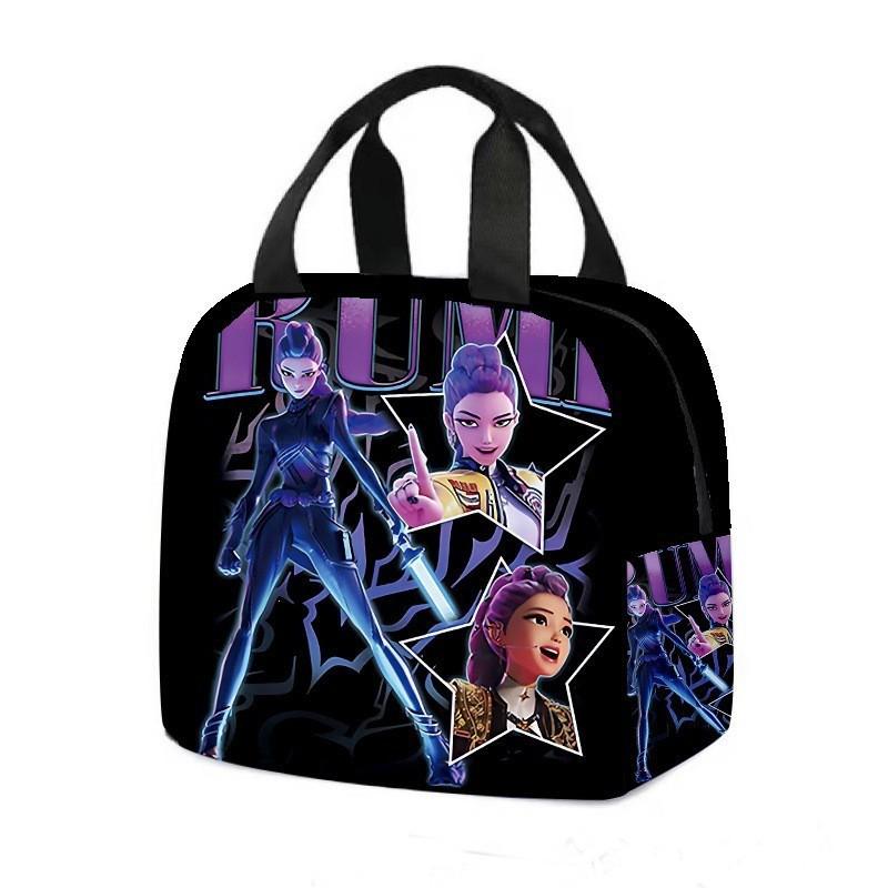 Borsa Termica per Pranzo Stile Cartone Animato Ispirata al K-Pop con Manico Pieghevole Raffreddatore Termico Bambini Adolescenti Rivestimento in Foglio di Alluminio