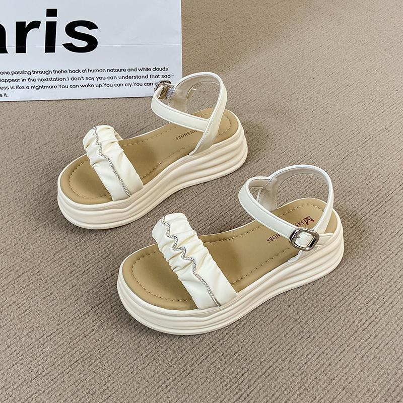 

Fashion CRLAYDK Women s Sandals Platform Open Toe Height Increase Ladies Dressy Slippers Causal Buckle Straps Fashion Beach Slides 35