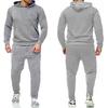 European Size New Solid Color Men's Sports Trend Pullover Hooded Sweater Set