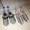 Silver Needle with Diamonds, Water Drop Fringed Earrings, Bohemian Ethnic Style Retro Stud Earrings, Niche High-end Earrings.