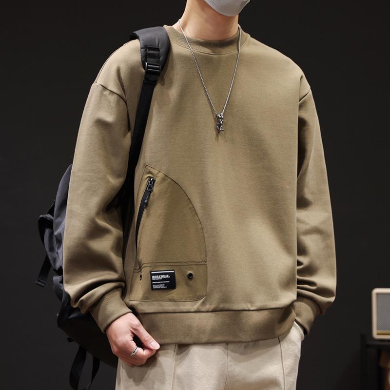 Herren Retro Locker Geschnitten Reißverschlusstasche Hoodie - Einfarbige, Vielseitige Herbst/Winter Mode