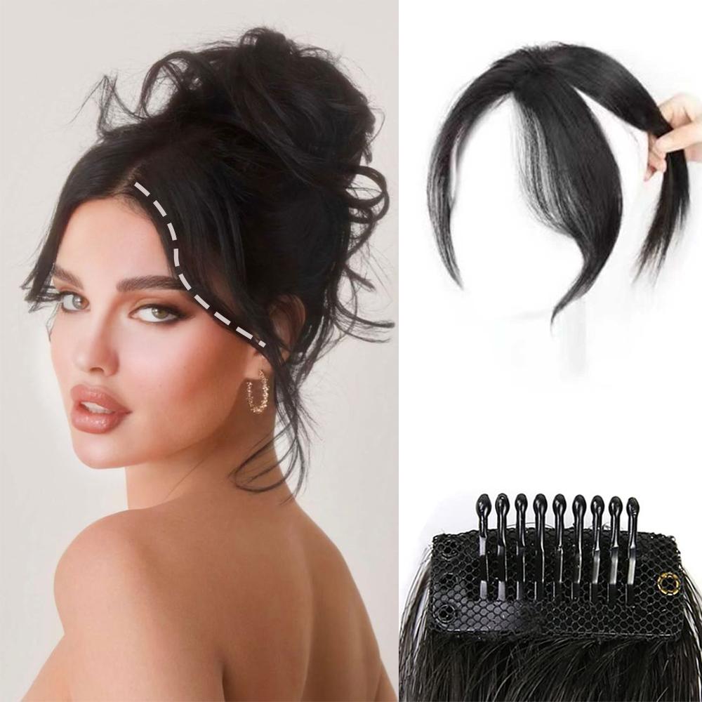 XINRAN 2PCS Synthetic Clip in Bangs Front Side Bangs Extension Adjustable Natural Look Fashion Hairpiece For Women Daily Wear