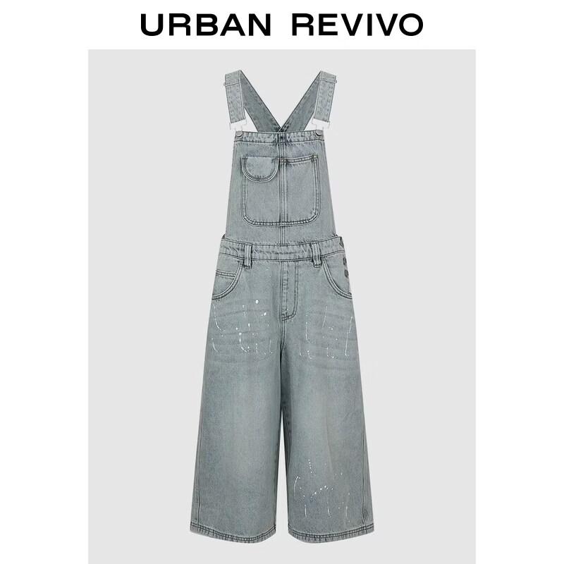 UR2026 Women s Ink Splash Print Denim Overalls 27