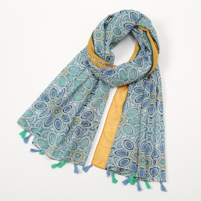 Návrhář Značka Ženy Šála Klasický potisk Dáma Šály Bavlna Měkké Oversize Hidžáby Krk Čelenka Tassel Foulard