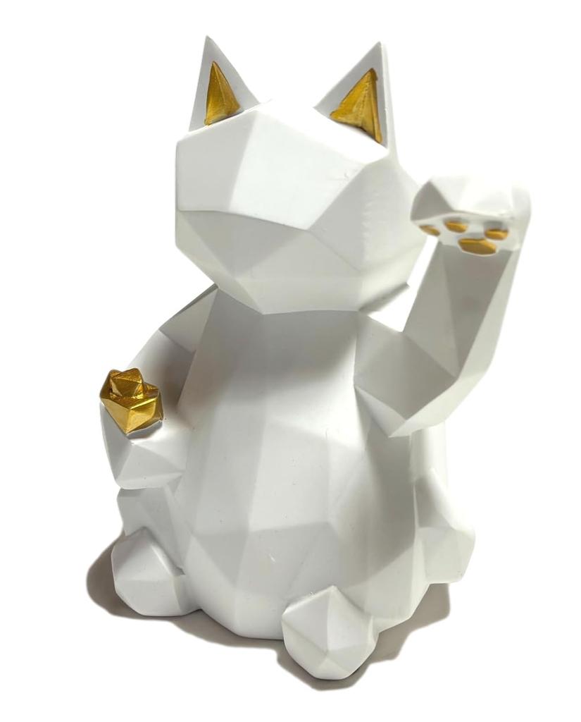 Natura Style Maneki-neko (Lucky Cat) Figurine, Stylish Nordic Style Decor (Small, White)