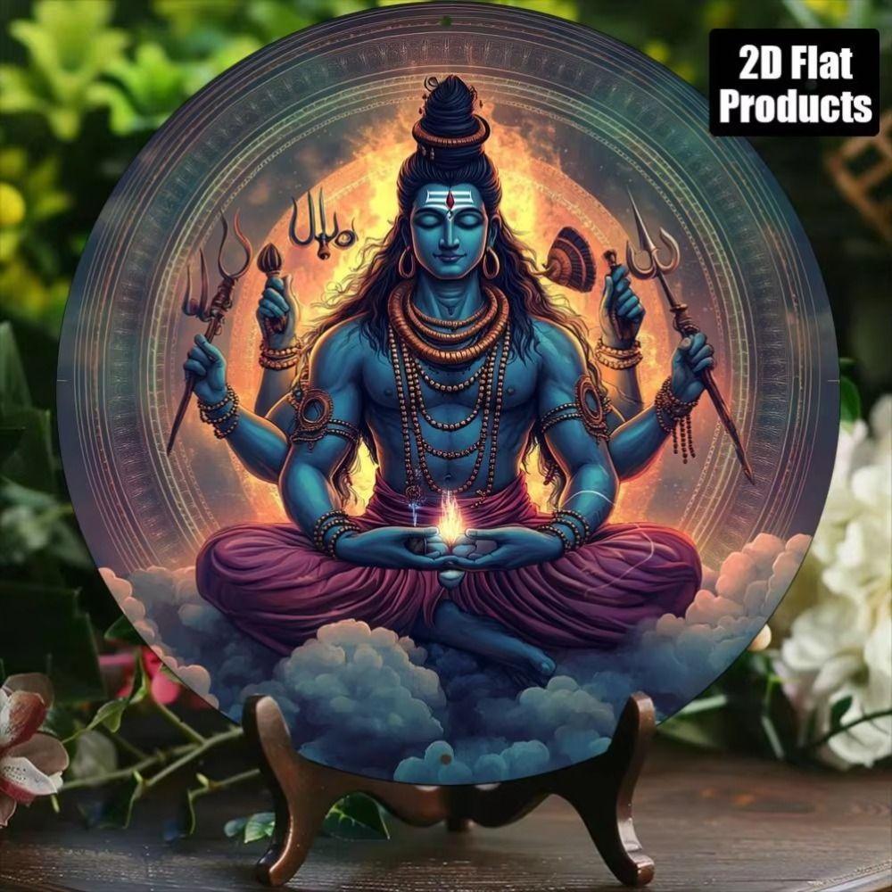 Tin Art Painting Metal Wall Decor 20x20cm Handmade Craft Home Decorative Plate
