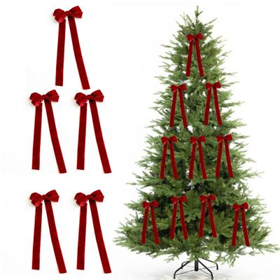 Vintage Fluweel Lint Strikken Kerstboom Decoratie 10 cm x 25 cm Rustieke Strik Kerstversiering voor Boom Huis Feest Voorkant