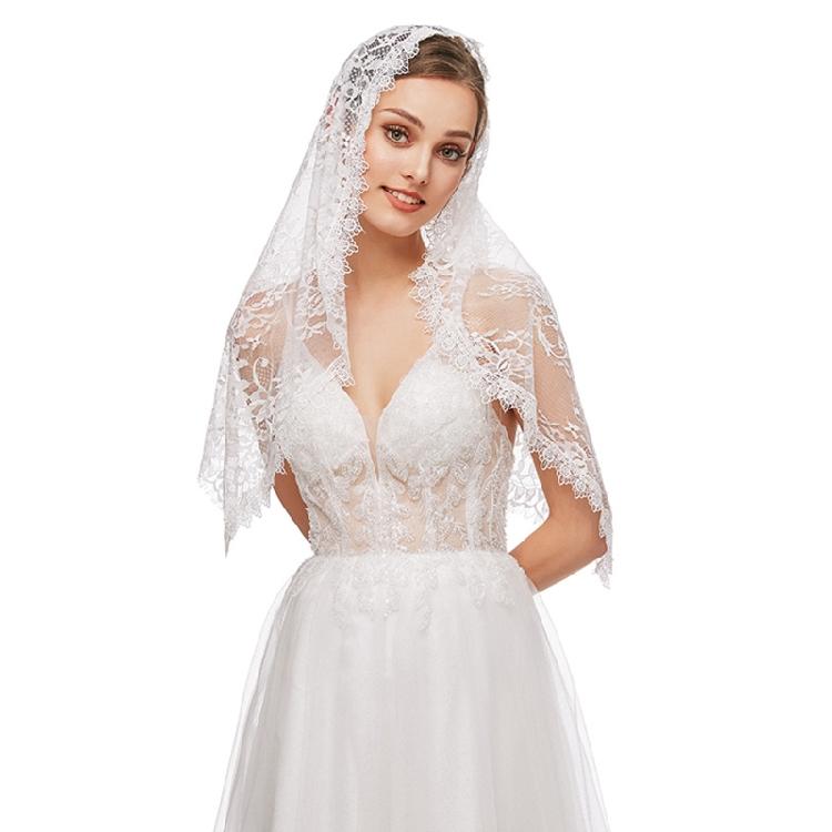 

Flower Girl Veil Lace Veils Wedding Hair Accessories Creamy White Lace Mantilla 1 off білий колір