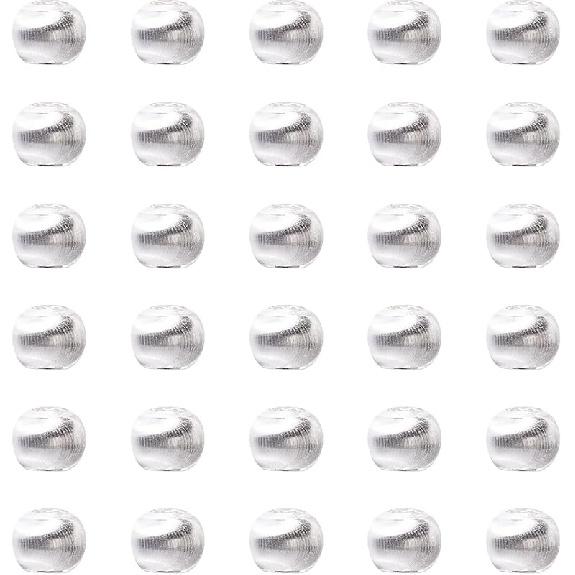3mm Sterling Silver Beads for Jewelry Making 30Pcs Seamless Silver Round Spacer Beads Tiny Smooth Silver Loose Bead for Stackable Bracelet Necklace