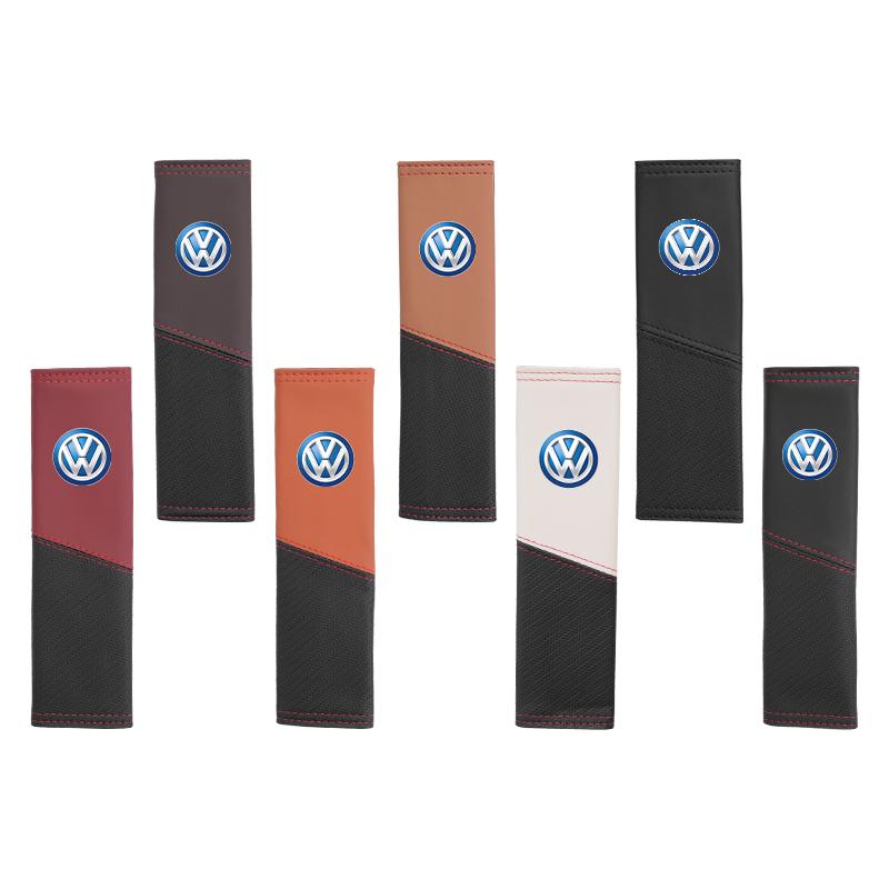 LEG1 Car Seat Belt Cover Safety Belt Two-colour Splicing Shoulder Protection Pads For VW Tiguan CC Jetta Polo Passat T-ROC Touareg