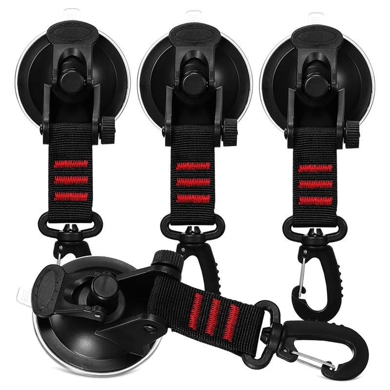 

M-Modern-Secure Rotation Suction Cup Hooks 4 Pack, Heavy Duty Use For Bathroom, Car And Van Glass