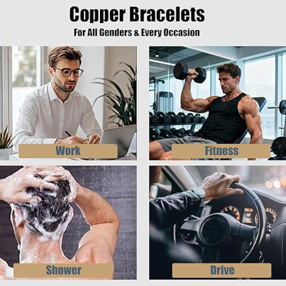 Adjustable Copper Bracelet Waterproof Bangle Jewelry Stylish Unisex Bracelet for Men and Women