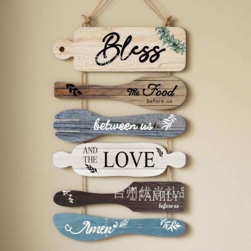 Rustic Wooden Wall Plaque for Kitchen, Farmhouse Style Hanging Sign with Inspirational Quote, Customizable Housewarming Gift